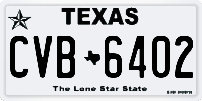 TX license plate CVB6402