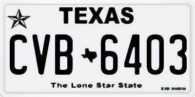 TX license plate CVB6403