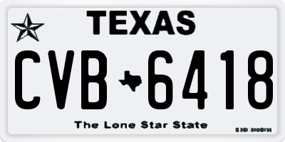 TX license plate CVB6418