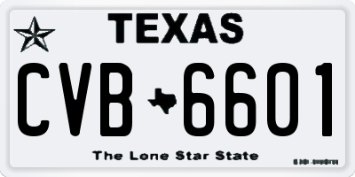 TX license plate CVB6601
