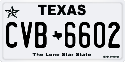 TX license plate CVB6602