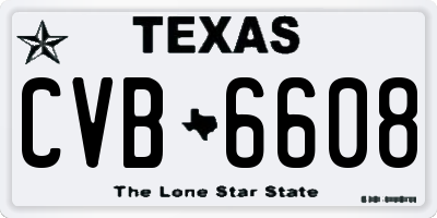TX license plate CVB6608