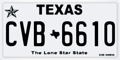 TX license plate CVB6610
