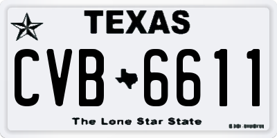 TX license plate CVB6611