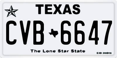 TX license plate CVB6647