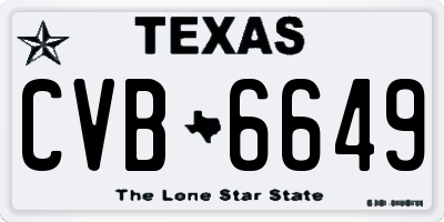 TX license plate CVB6649