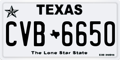 TX license plate CVB6650