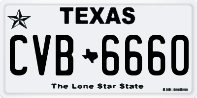 TX license plate CVB6660