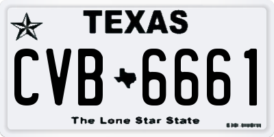 TX license plate CVB6661