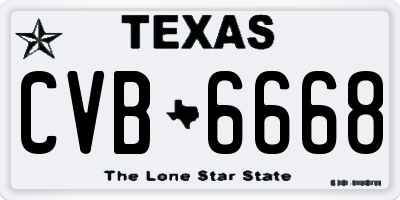 TX license plate CVB6668