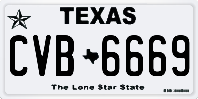 TX license plate CVB6669