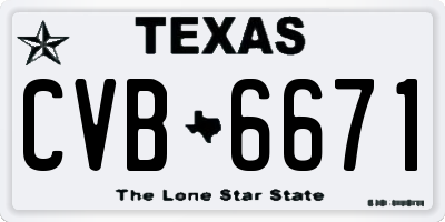 TX license plate CVB6671