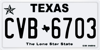 TX license plate CVB6703