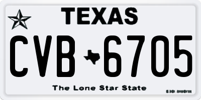 TX license plate CVB6705