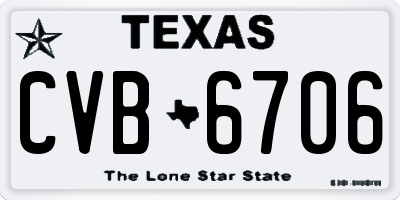 TX license plate CVB6706