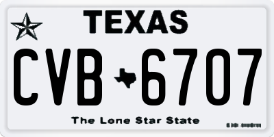TX license plate CVB6707