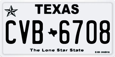 TX license plate CVB6708