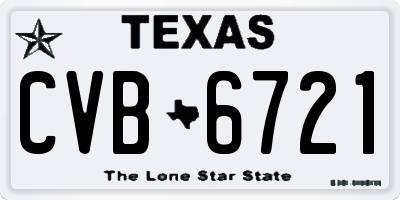 TX license plate CVB6721