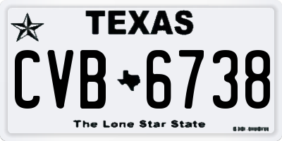 TX license plate CVB6738