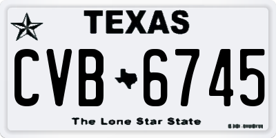 TX license plate CVB6745