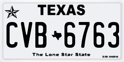 TX license plate CVB6763