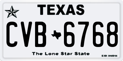 TX license plate CVB6768