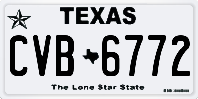 TX license plate CVB6772