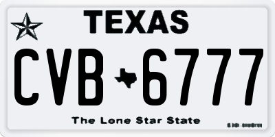TX license plate CVB6777