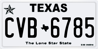TX license plate CVB6785
