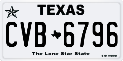 TX license plate CVB6796