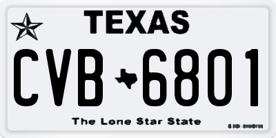 TX license plate CVB6801