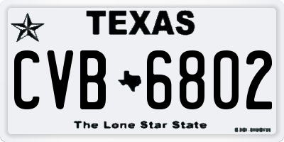 TX license plate CVB6802