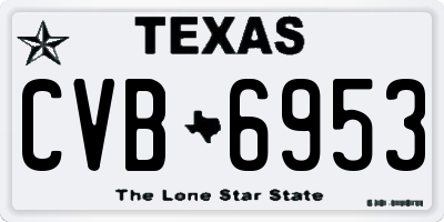 TX license plate CVB6953