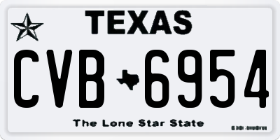 TX license plate CVB6954