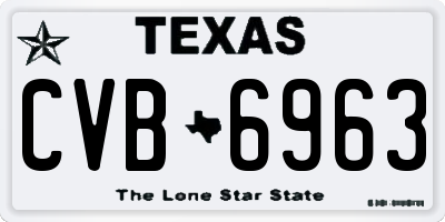 TX license plate CVB6963