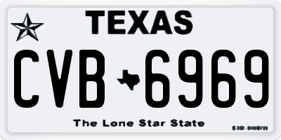 TX license plate CVB6969