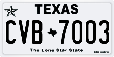 TX license plate CVB7003