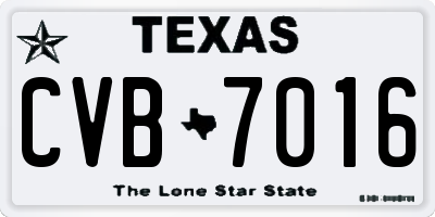 TX license plate CVB7016