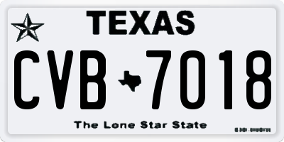 TX license plate CVB7018
