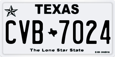 TX license plate CVB7024