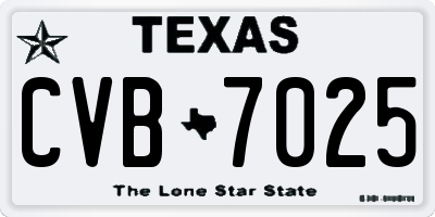 TX license plate CVB7025