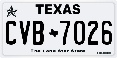 TX license plate CVB7026
