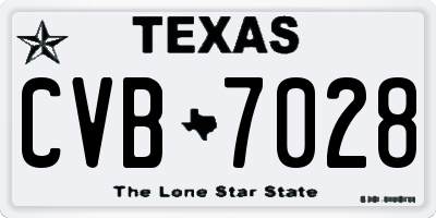 TX license plate CVB7028