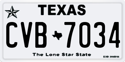 TX license plate CVB7034