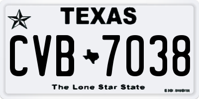 TX license plate CVB7038