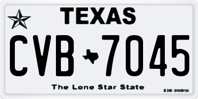 TX license plate CVB7045