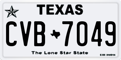 TX license plate CVB7049