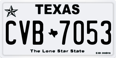 TX license plate CVB7053