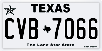 TX license plate CVB7066
