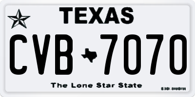 TX license plate CVB7070